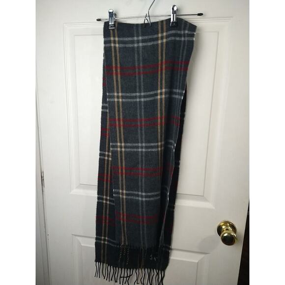 Cejon Unisex Scarf Grey Plaid End Fringe Made In Italy - Picture 1 of 6